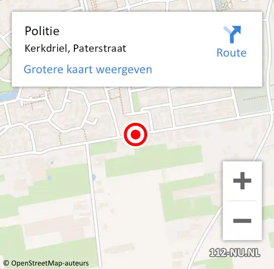 Locatie op kaart van de 112 melding: Politie Kerkdriel, Paterstraat op 24 oktober 2015 19:19