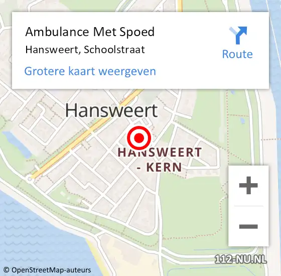 Locatie op kaart van de 112 melding: Ambulance Met Spoed Naar Hansweert, Schoolstraat op 24 oktober 2015 19:47