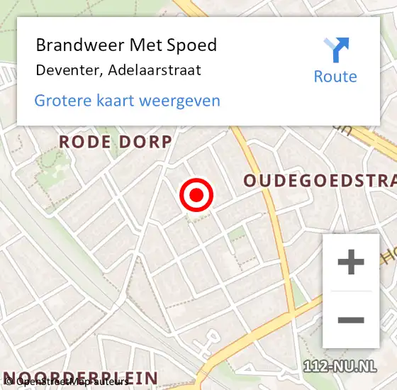 Locatie op kaart van de 112 melding: Brandweer Met Spoed Naar Deventer, Adelaarstraat op 24 november 2013 20:37