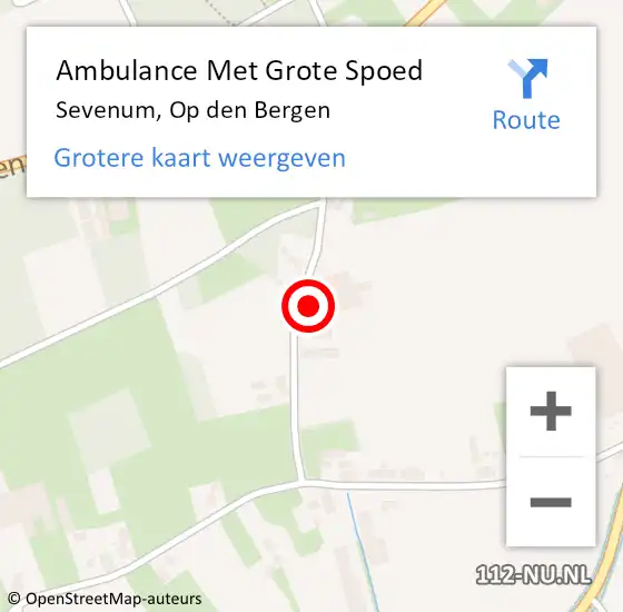 Locatie op kaart van de 112 melding: Ambulance Met Grote Spoed Naar Sevenum, Op den Bergen op 24 oktober 2015 20:21