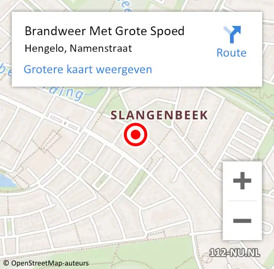 Locatie op kaart van de 112 melding: Brandweer Met Grote Spoed Naar Hengelo, Namenstraat op 24 oktober 2015 21:11