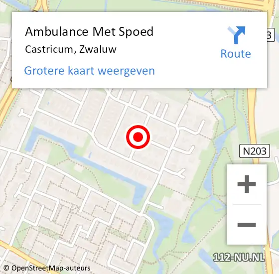 Locatie op kaart van de 112 melding: Ambulance Met Spoed Naar Castricum, Zwaluw op 24 oktober 2015 21:54