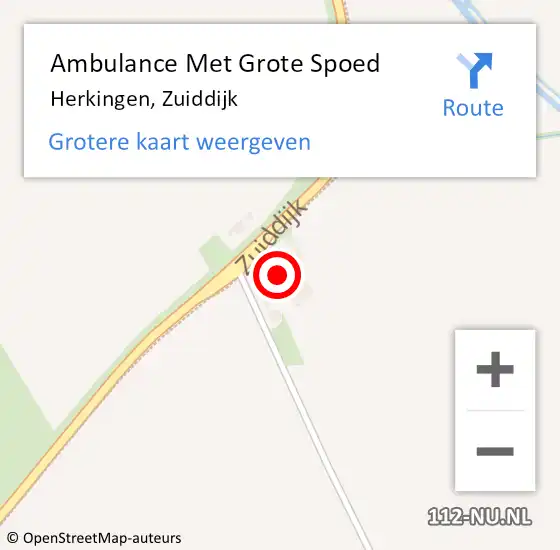 Locatie op kaart van de 112 melding: Ambulance Met Grote Spoed Naar Herkingen, Zuiddijk op 24 november 2013 20:51