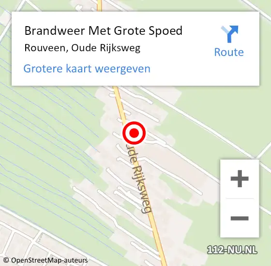 Locatie op kaart van de 112 melding: Brandweer Met Grote Spoed Naar Rouveen, Oude Rijksweg op 24 oktober 2015 22:19