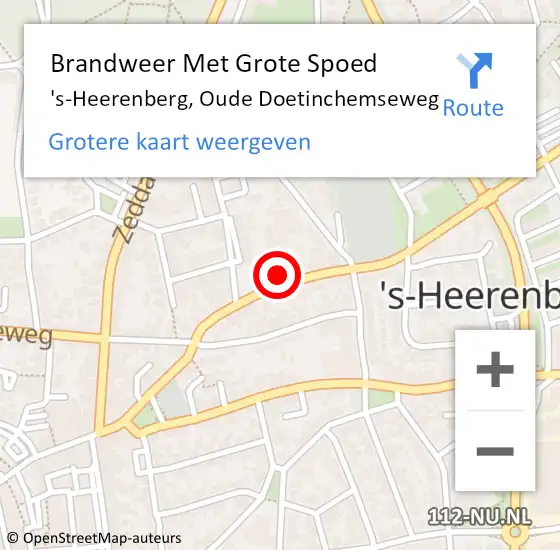 Locatie op kaart van de 112 melding: Brandweer Met Grote Spoed Naar 's-Heerenberg, Oude Doetinchemseweg op 24 oktober 2015 23:48