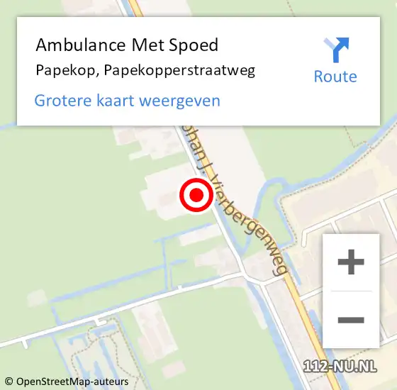 Locatie op kaart van de 112 melding: Ambulance Met Spoed Naar Papekop, Papekopperstraatweg op 25 oktober 2015 00:08