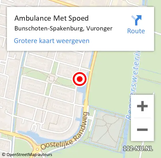 Locatie op kaart van de 112 melding: Ambulance Met Spoed Naar Bunschoten-Spakenburg, Vuronger op 25 oktober 2015 00:26