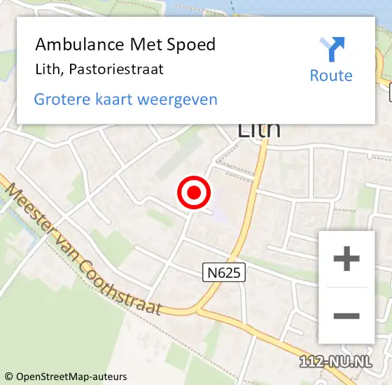 Locatie op kaart van de 112 melding: Ambulance Met Spoed Naar Lith, Pastoriestraat op 25 oktober 2015 00:51