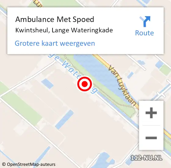 Locatie op kaart van de 112 melding: Ambulance Met Spoed Naar Kwintsheul, Lange Wateringkade op 25 oktober 2015 01:09