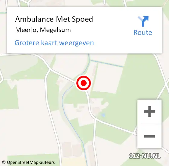 Locatie op kaart van de 112 melding: Ambulance Met Spoed Naar Meerlo, Megelsum op 24 november 2013 21:08