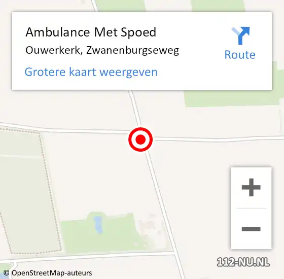 Locatie op kaart van de 112 melding: Ambulance Met Spoed Naar Ouwerkerk, Zwanenburgseweg op 25 oktober 2015 01:34