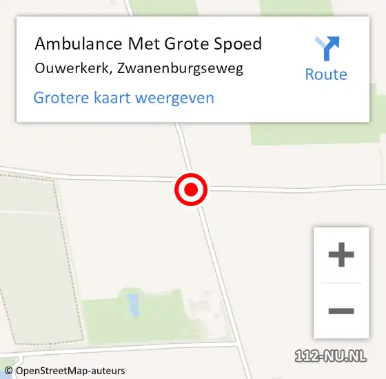 Locatie op kaart van de 112 melding: Ambulance Met Grote Spoed Naar Ouwerkerk, Zwanenburgseweg op 25 oktober 2015 01:34