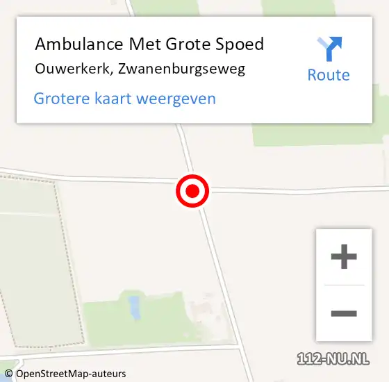 Locatie op kaart van de 112 melding: Ambulance Met Grote Spoed Naar Ouwerkerk, Zwanenburgseweg op 25 oktober 2015 01:35