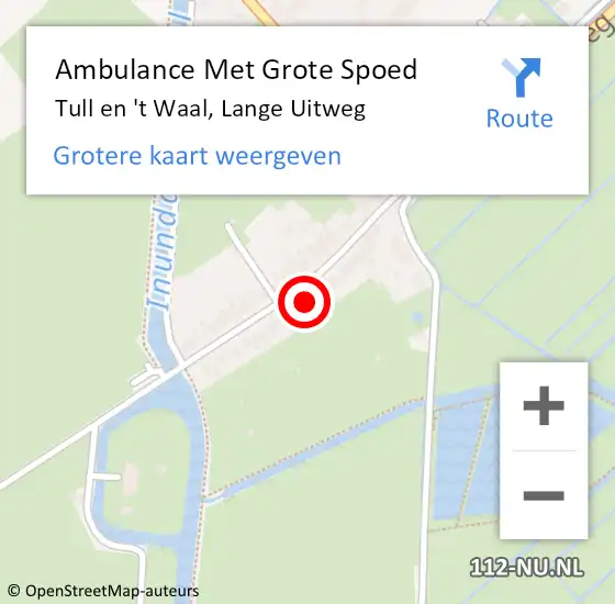 Locatie op kaart van de 112 melding: Ambulance Met Grote Spoed Naar Tull en 't Waal, Lange Uitweg op 24 november 2013 21:16