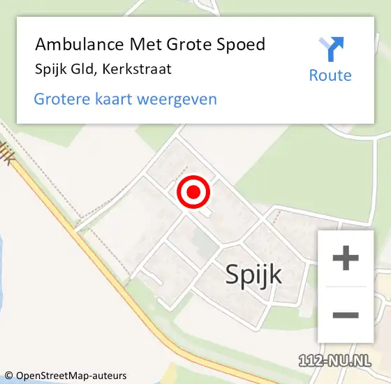 Locatie op kaart van de 112 melding: Ambulance Met Grote Spoed Naar Spijk Gld, Kerkstraat op 24 november 2013 21:29