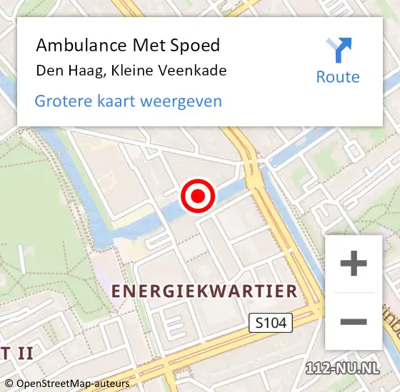 Locatie op kaart van de 112 melding: Ambulance Met Spoed Naar Den Haag, Kleine Veenkade op 25 oktober 2015 07:51