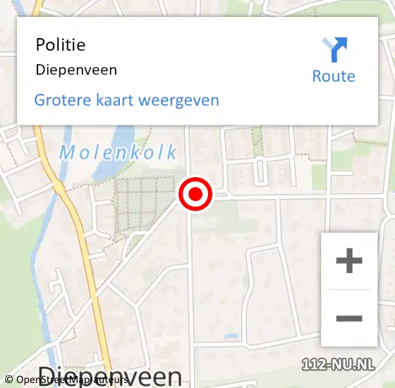 Locatie op kaart van de 112 melding: Politie Diepenveen op 25 oktober 2015 08:53