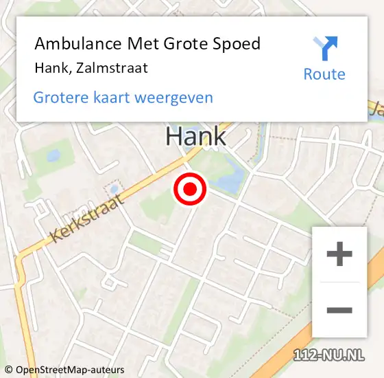 Locatie op kaart van de 112 melding: Ambulance Met Grote Spoed Naar Hank, Zalmstraat op 25 oktober 2015 09:04