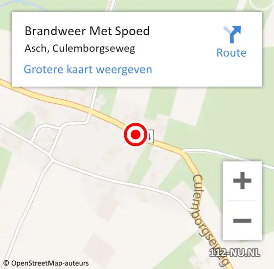 Locatie op kaart van de 112 melding: Brandweer Met Spoed Naar Asch, Culemborgseweg op 25 oktober 2015 09:33