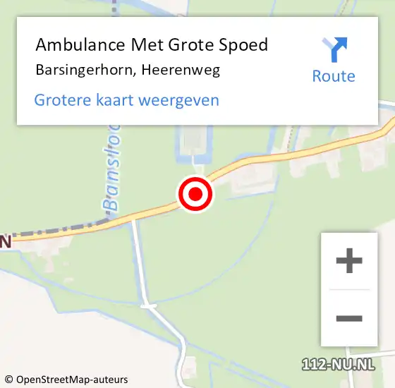 Locatie op kaart van de 112 melding: Ambulance Met Grote Spoed Naar Barsingerhorn, Heerenweg op 25 oktober 2015 10:02