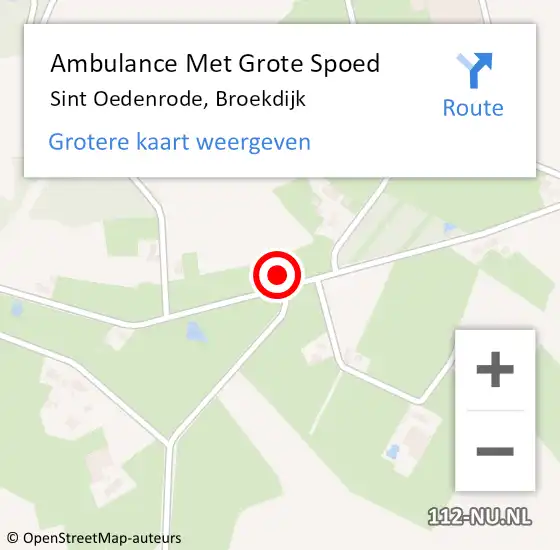 Locatie op kaart van de 112 melding: Ambulance Met Grote Spoed Naar Sint Oedenrode, Broekdijk op 25 oktober 2015 10:07