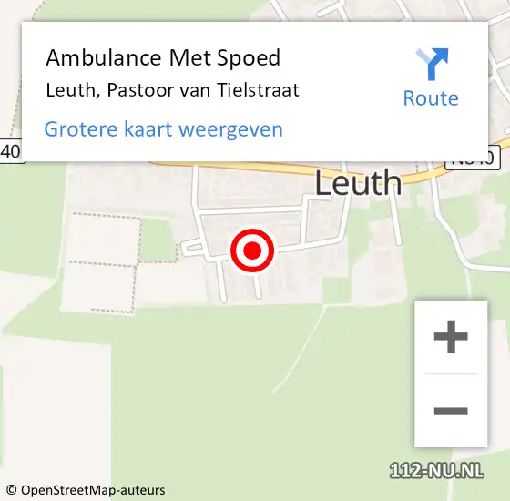 Locatie op kaart van de 112 melding: Ambulance Met Spoed Naar Leuth, Pastoor Van Tielstraat op 25 oktober 2015 10:11