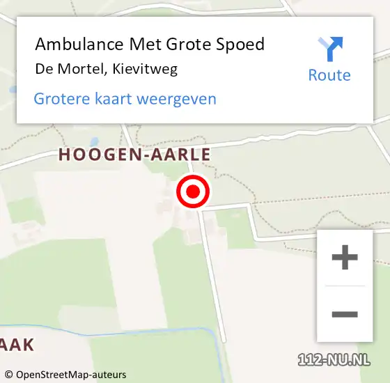 Locatie op kaart van de 112 melding: Ambulance Met Grote Spoed Naar De Mortel, Kievitweg op 25 oktober 2015 10:41