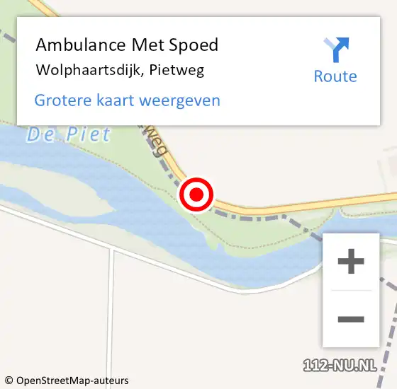 Locatie op kaart van de 112 melding: Ambulance Met Spoed Naar Wolphaartsdijk, Pietweg op 25 oktober 2015 10:49