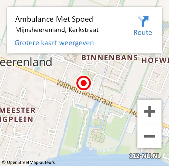 Locatie op kaart van de 112 melding: Ambulance Met Spoed Naar Mijnsheerenland, Kerkstraat op 25 oktober 2015 11:10