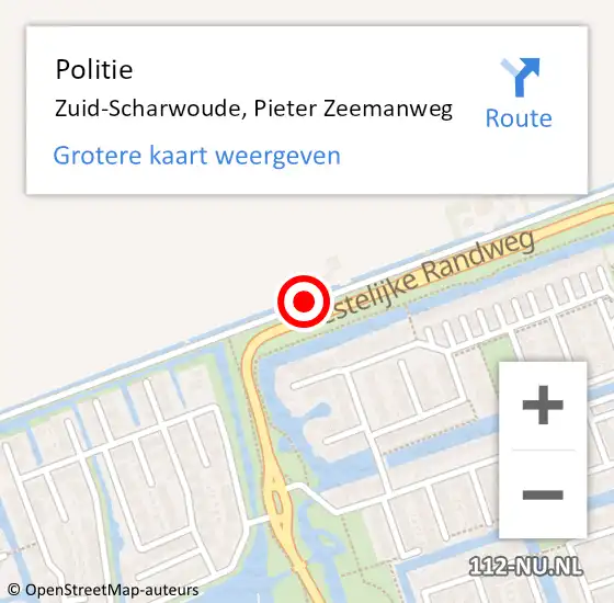 Locatie op kaart van de 112 melding: Politie Zuid-Scharwoude, Pieter Zeemanweg op 25 oktober 2015 11:47