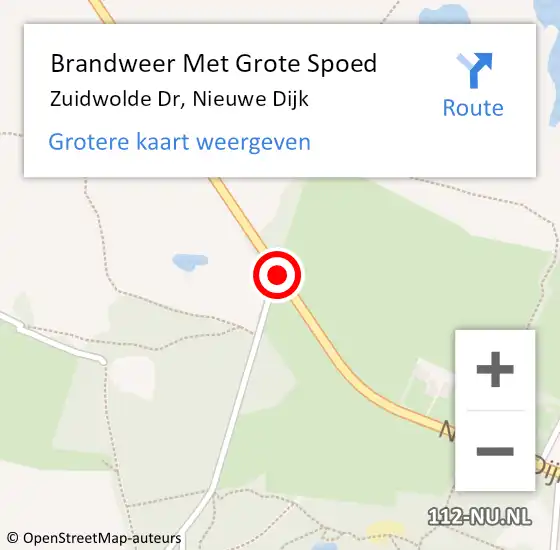 Locatie op kaart van de 112 melding: Brandweer Met Grote Spoed Naar Zuidwolde Dr, Nieuwe Dijk op 25 oktober 2015 11:59