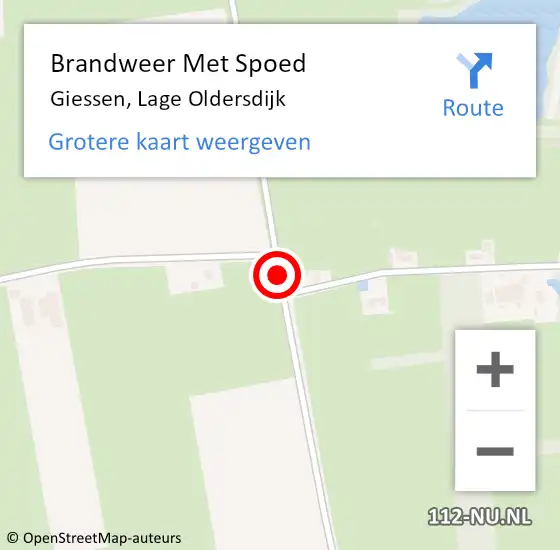 Locatie op kaart van de 112 melding: Brandweer Met Spoed Naar Giessen, Lage Oldersdijk op 25 oktober 2015 12:29