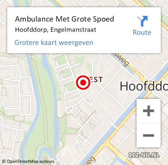 Locatie op kaart van de 112 melding: Ambulance Met Grote Spoed Naar Hoofddorp, Engelmanstraat op 25 oktober 2015 13:23