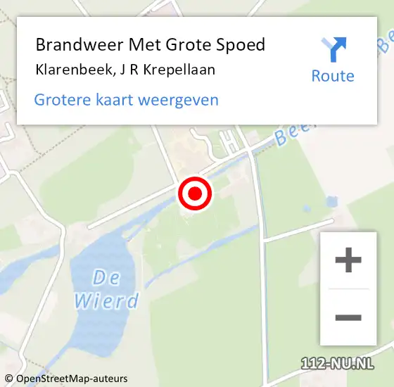 Locatie op kaart van de 112 melding: Brandweer Met Grote Spoed Naar Klarenbeek, J R Krepellaan op 25 oktober 2015 13:41