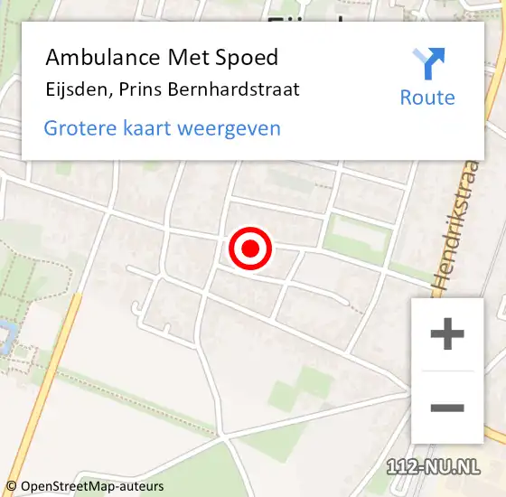 Locatie op kaart van de 112 melding: Ambulance Met Spoed Naar Eijsden, Prins Bernhardstraat op 24 november 2013 22:31