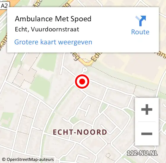 Locatie op kaart van de 112 melding: Ambulance Met Spoed Naar Echt, Vuurdoornstraat op 25 oktober 2015 13:49