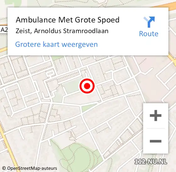 Locatie op kaart van de 112 melding: Ambulance Met Grote Spoed Naar Zeist, Arnoldus Stramroodlaan op 25 oktober 2015 14:52