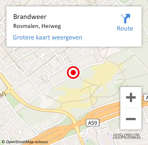 Locatie op kaart van de 112 melding: Brandweer Rosmalen, Heiweg op 25 oktober 2015 15:08