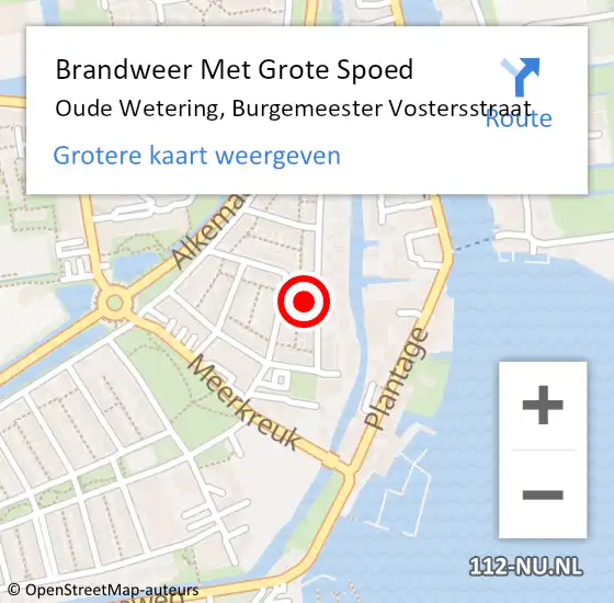 Locatie op kaart van de 112 melding: Brandweer Met Grote Spoed Naar Oude Wetering, Burgemeester Vostersstraat op 25 oktober 2015 17:03