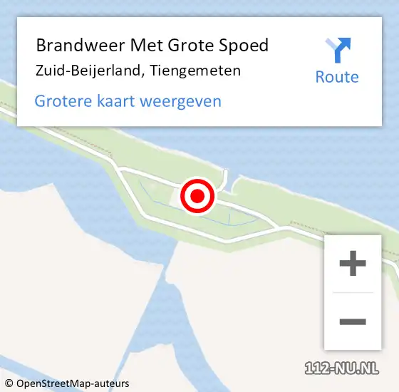 Locatie op kaart van de 112 melding: Brandweer Met Grote Spoed Naar Zuid-Beijerland, Tiengemeten op 25 oktober 2015 17:13