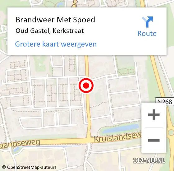 Locatie op kaart van de 112 melding: Brandweer Met Spoed Naar Oud Gastel, Kerkstraat op 25 oktober 2015 17:34