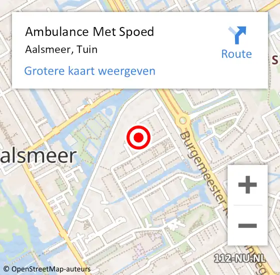 Locatie op kaart van de 112 melding: Ambulance Met Spoed Naar Aalsmeer, Tuin op 25 oktober 2015 17:58