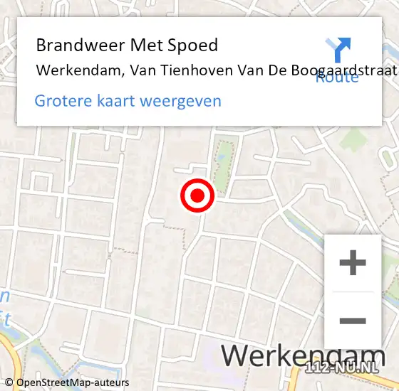 Locatie op kaart van de 112 melding: Brandweer Met Spoed Naar Werkendam, Van Tienhoven Van De Boogaardstraat op 25 oktober 2015 18:10