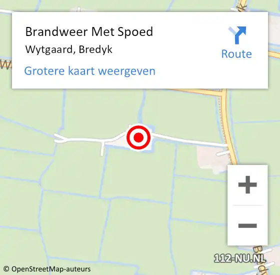 Locatie op kaart van de 112 melding: Brandweer Met Spoed Naar Wytgaard, Bredyk op 25 oktober 2015 18:32