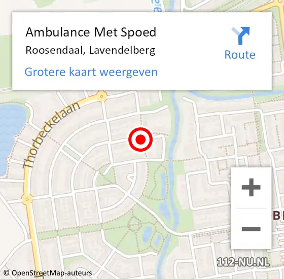 Locatie op kaart van de 112 melding: Ambulance Met Spoed Naar Roosendaal, Lavendelberg op 25 oktober 2015 19:00