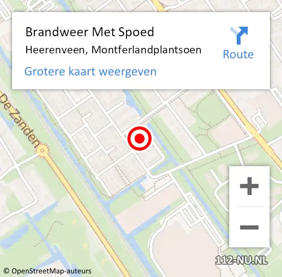 Locatie op kaart van de 112 melding: Brandweer Met Spoed Naar Heerenveen, Montferlandplantsoen op 25 oktober 2015 20:07