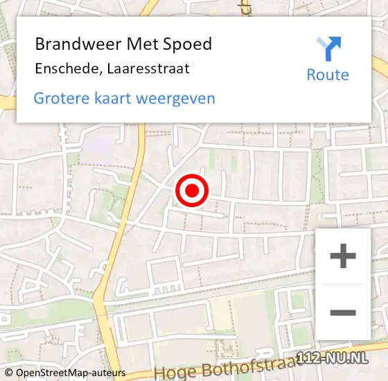 Locatie op kaart van de 112 melding: Brandweer Met Spoed Naar Enschede, Laaresstraat op 25 oktober 2015 20:17