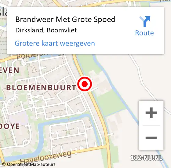 Locatie op kaart van de 112 melding: Brandweer Met Grote Spoed Naar Dirksland, Boomvliet op 25 oktober 2015 20:34