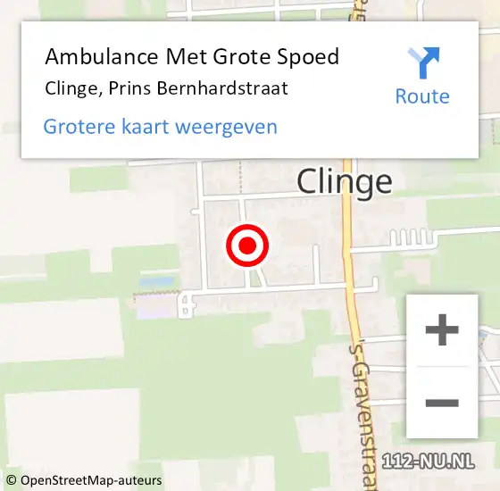 Locatie op kaart van de 112 melding: Ambulance Met Grote Spoed Naar Clinge, Prins Bernhardstraat op 25 oktober 2015 20:42