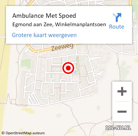 Locatie op kaart van de 112 melding: Ambulance Met Spoed Naar Egmond aan Zee, Winkelmanplantsoen op 25 oktober 2015 21:38